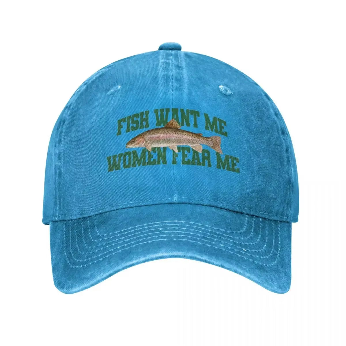 Fish Want Me Women Fear Me Meme Baseball Caps Classic Distressed Denim Washed Snapback Hat Unisex Workouts Unstructured Hats Cap