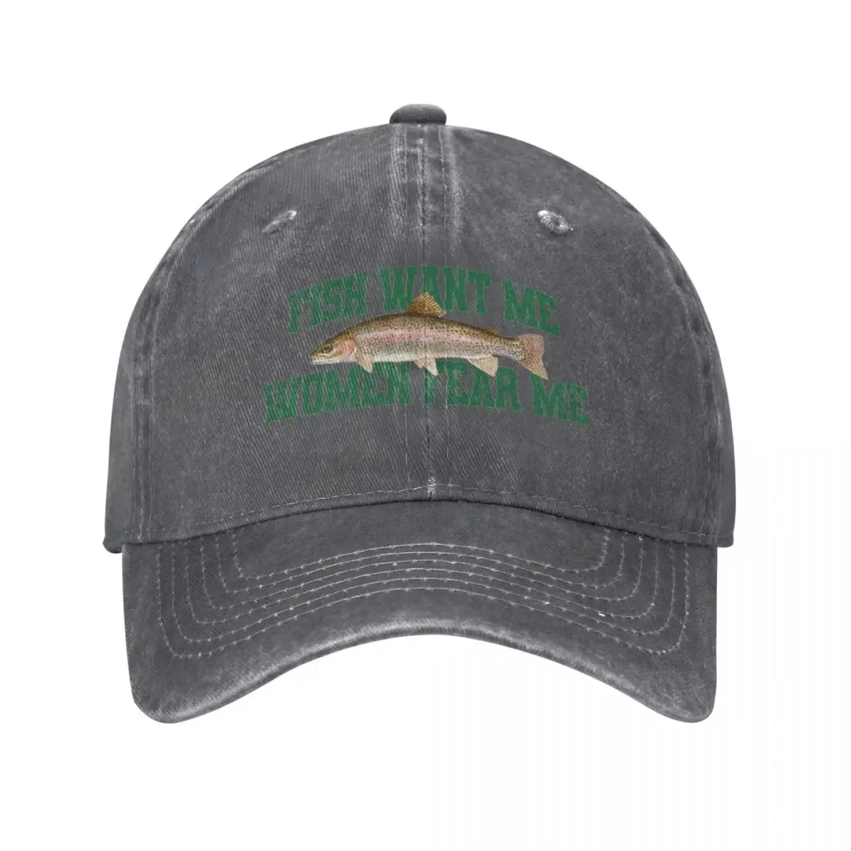 Fish Want Me Women Fear Me Meme Baseball Caps Classic Distressed Denim Washed Snapback Hat Unisex Workouts Unstructured Hats Cap