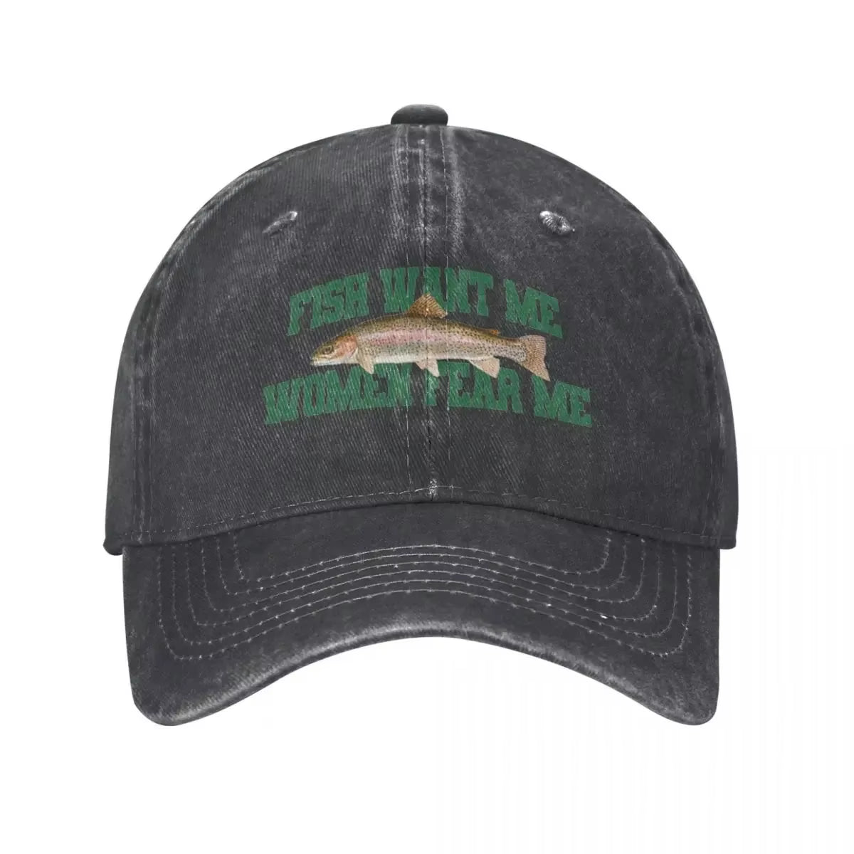 Fish Want Me Women Fear Me Meme Baseball Caps Classic Distressed Denim Washed Snapback Hat Unisex Workouts Unstructured Hats Cap