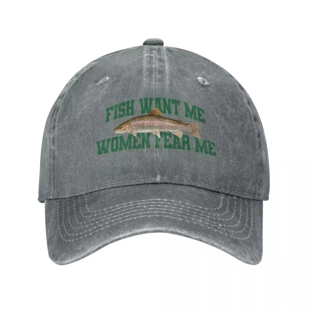 Fish Want Me Women Fear Me Meme Baseball Caps Classic Distressed Denim Washed Snapback Hat Unisex Workouts Unstructured Hats Cap