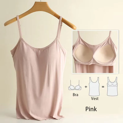 モダールキャミソールタンクトップ プラスサイズ M-3M-3XL | 胸パッド付き インナー＆アウター対応 | レディース大きいサイズ