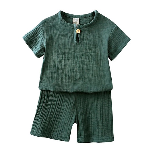 夏用 キッズモスリンTシャツ＆ショートパンツセット 男の子 女の子 パジャマ風ルームウェア ベビー服