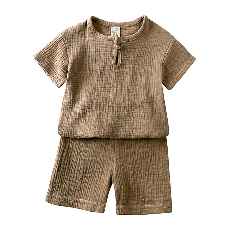 夏用 キッズモスリンTシャツ＆ショートパンツセット 男の子 女の子 パジャマ風ルームウェア ベビー服