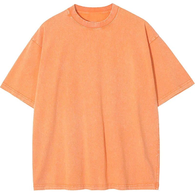 アメリカンレトロ ヘビーウェイト無地Tシャツ｜洗い加工 オーバーサイズ半袖 メンズ・レディース