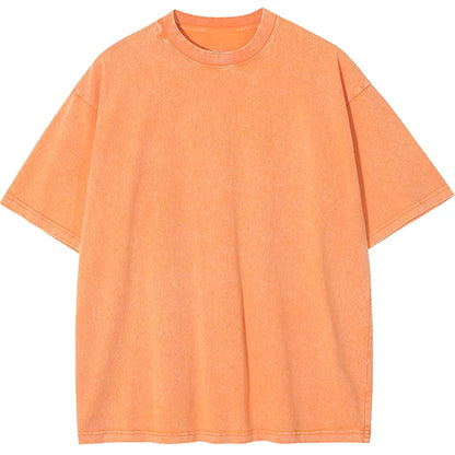アメリカンレトロ ヘビーウェイト無地Tシャツ｜洗い加工 オーバーサイズ半袖 メンズ・レディース