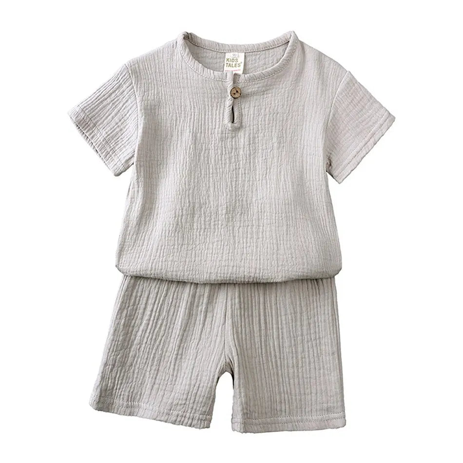 夏用 キッズモスリンTシャツ＆ショートパンツセット 男の子 女の子 パジャマ風ルームウェア ベビー服
