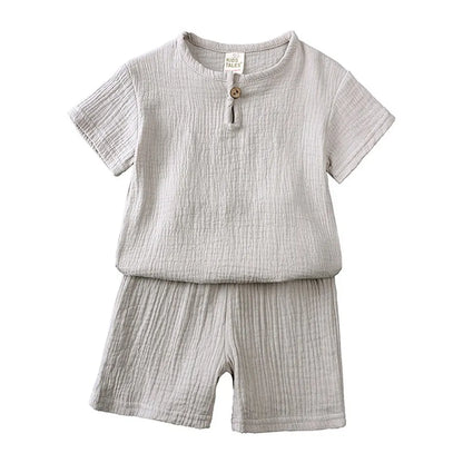 夏用 キッズモスリンTシャツ＆ショートパンツセット 男の子 女の子 パジャマ風ルームウェア ベビー服