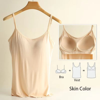 モダールキャミソールタンクトップ プラスサイズ M-3M-3XL | 胸パッド付き インナー＆アウター対応 | レディース大きいサイズ