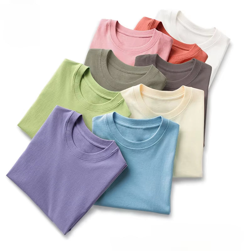 Summer Solid Color Children Cotton T-shirt for Boys Girls White Tops Tees Kids Clothes 2-10Y Student Casual Tee
